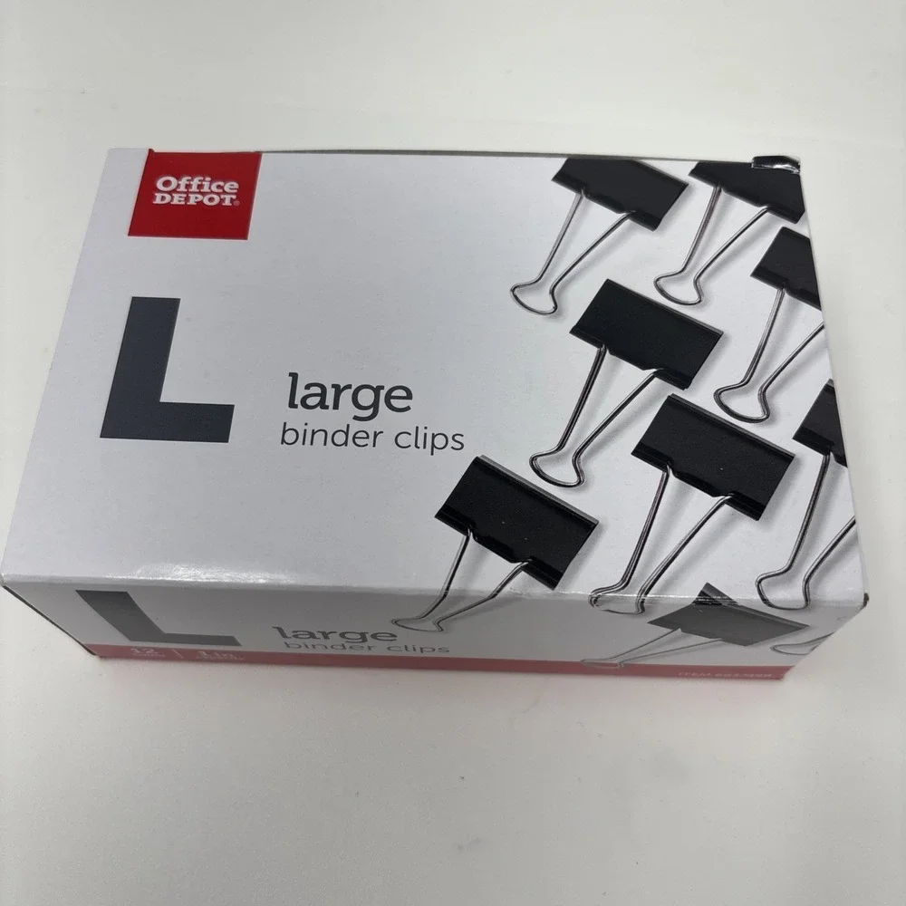 Large Binder Clips Box of 12 1-inch Capacity Paper Clamps for Office Supplies
